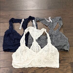 Lot of 3 Free People Lace Bralettes Sz M